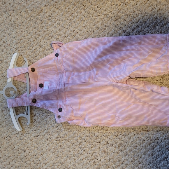 Pink Stripped 12 month Girls Overalls - Picture 2 of 7